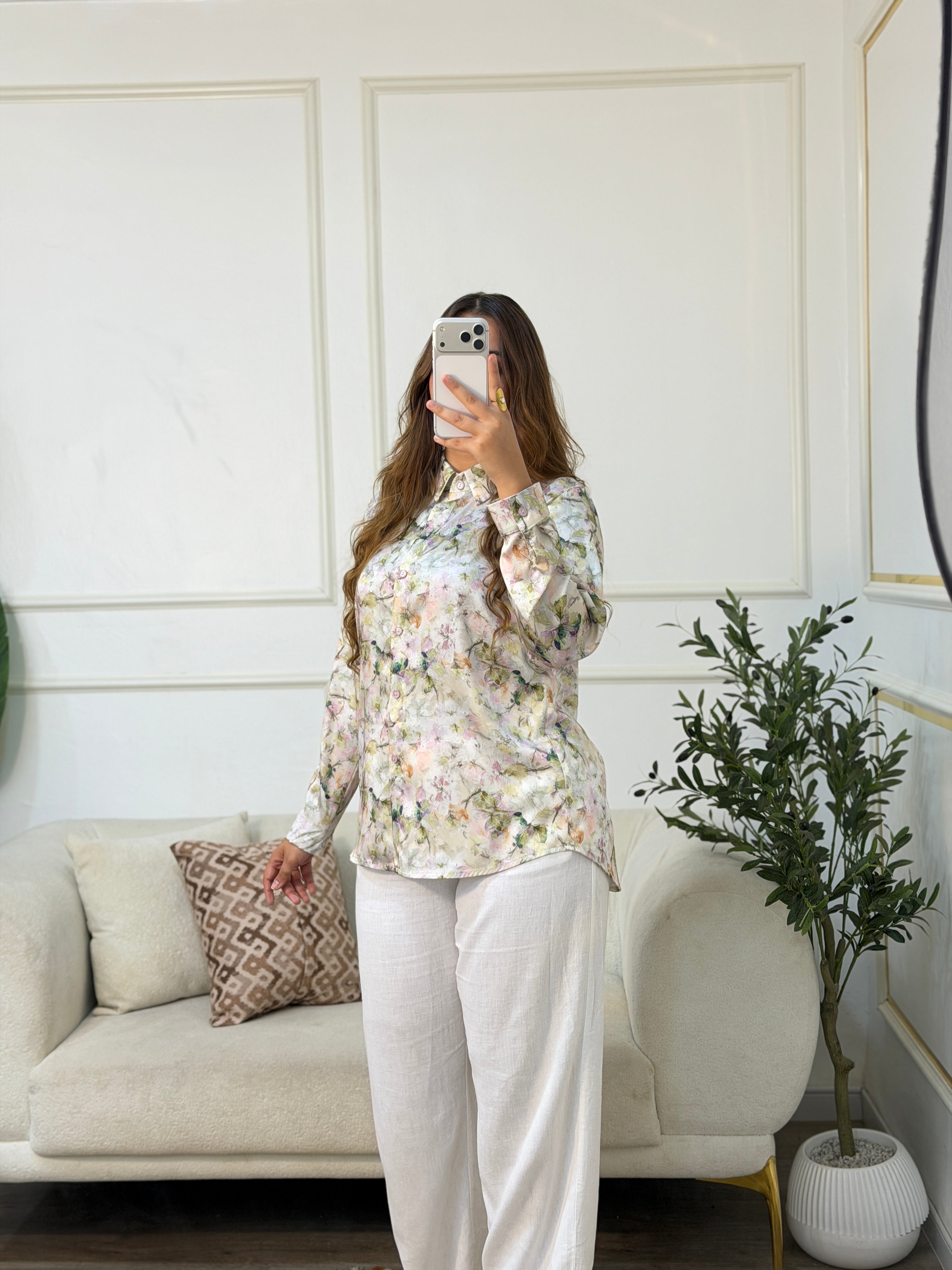Chemise Satin à fleur sunique