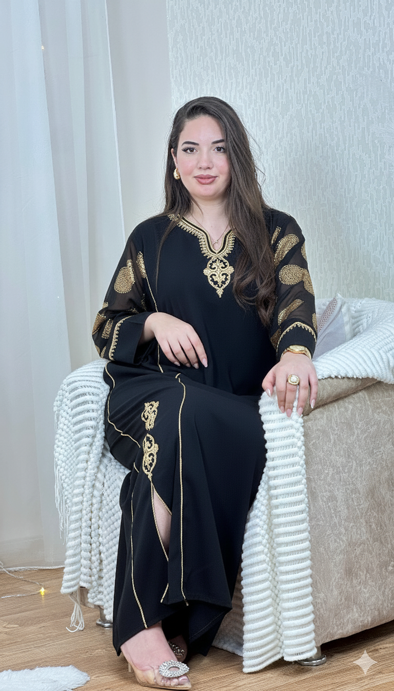 Robe Royale en Crêpe Brodé