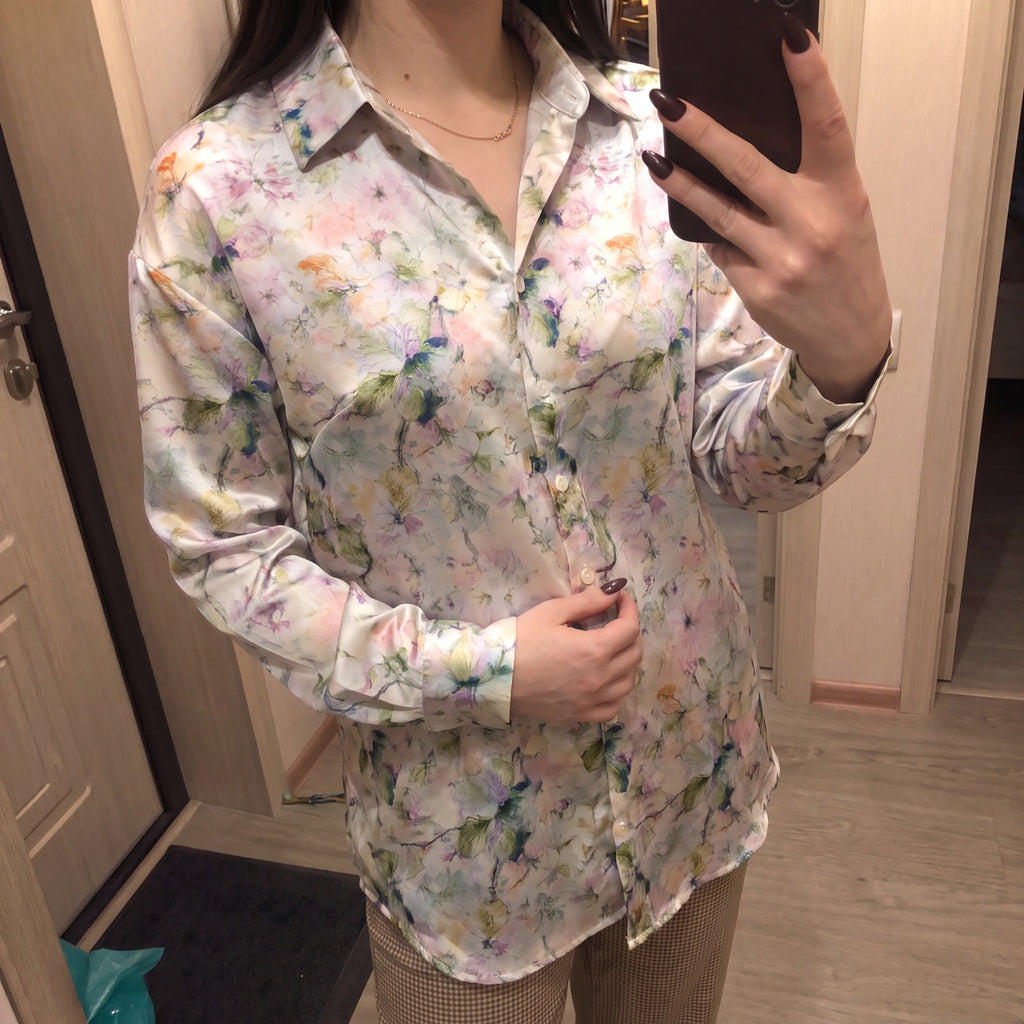 Chemise Satin à fleur sunique