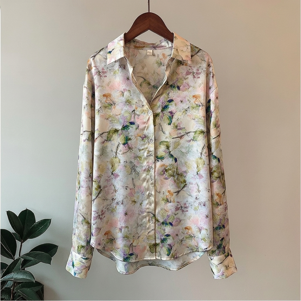 Chemise Satin à fleur sunique